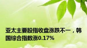 亚太主要股指收盘涨跌不一，韩国综合指数涨0.17%