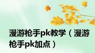 漫游枪手pk教学（漫游枪手pk加点）