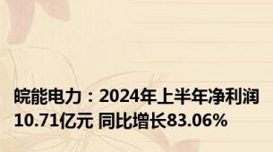 皖能电力：2024年上半年净利润10.71亿元 同比增长83.06%