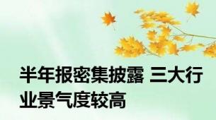 半年报密集披露 三大行业景气度较高