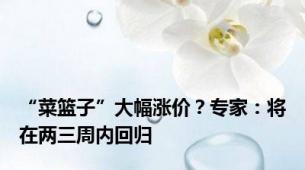 “菜篮子”大幅涨价？专家：将在两三周内回归