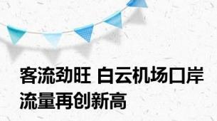 客流劲旺 白云机场口岸流量再创新高