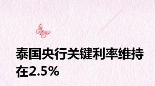 泰国央行关键利率维持在2.5%