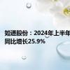 如通股份：2024年上半年净利润同比增长25.9%