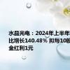 水晶光电：2024年上半年净利润同比增长140.48% 拟每10股派发现金红利1元