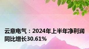 云意电气：2024年上半年净利润同比增长30.61%