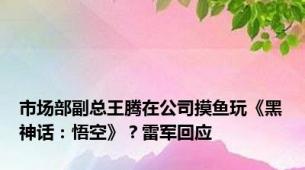 市场部副总王腾在公司摸鱼玩《黑神话：悟空》？雷军回应