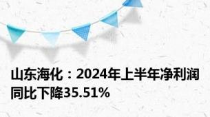 山东海化：2024年上半年净利润同比下降35.51%