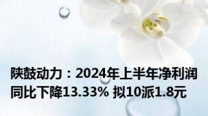 陕鼓动力：2024年上半年净利润同比下降13.33% 拟10派1.8元