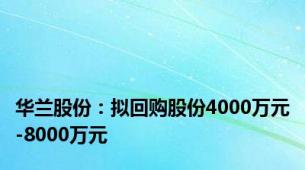 华兰股份：拟回购股份4000万元-8000万元