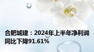 合肥城建：2024年上半年净利润同比下降91.61%