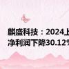 麒盛科技：2024上半年净利润下降30.12%