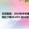 东百集团：2024年半年度净利润同比下降30.45% 拟10派0.5元