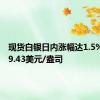 现货白银日内涨幅达1.5%，报29.43美元/盎司