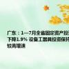 广东：1—7月全省固定资产投资额同比下降1.9% 设备工器具投资保持23.4%的较高增速