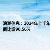 浪潮信息：2024年上半年净利润同比增90.56%