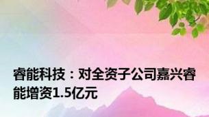 睿能科技：对全资子公司嘉兴睿能增资1.5亿元