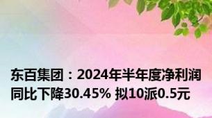 东百集团：2024年半年度净利润同比下降30.45% 拟10派0.5元