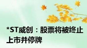 *ST威创：股票将被终止上市并停牌