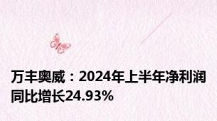 万丰奥威：2024年上半年净利润同比增长24.93%