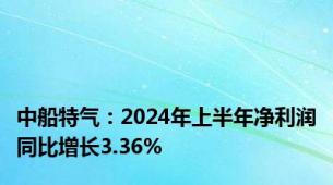 中船特气：2024年上半年净利润同比增长3.36%