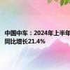 中国中车：2024年上半年净利润同比增长21.4%