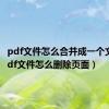 pdf文件怎么合并成一个文件（pdf文件怎么删除页面）