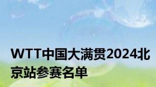 WTT中国大满贯2024北京站参赛名单