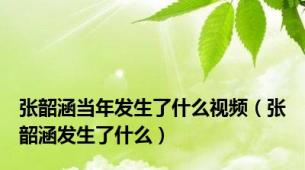 张韶涵当年发生了什么视频（张韶涵发生了什么）