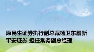 原民生证券执行副总裁杨卫东履新平安证券 担任常务副总经理