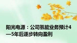 阳光电源：公司氢能业务预计4—5年后逐步转向盈利