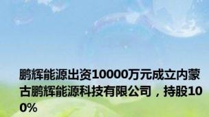 鹏辉能源出资10000万元成立内蒙古鹏辉能源科技有限公司，持股100%