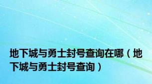 地下城与勇士封号查询在哪（地下城与勇士封号查询）