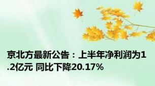 京北方最新公告：上半年净利润为1.2亿元 同比下降20.17%