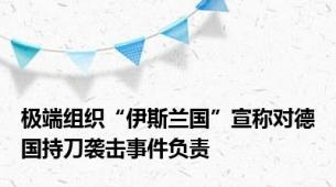 极端组织“伊斯兰国”宣称对德国持刀袭击事件负责