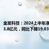 金发科技：2024上半年净利润为3.8亿元，同比下降19.03%