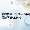 春晖智控：2024年上半年净利润同比下降42.34%