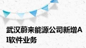 武汉蔚来能源公司新增AI软件业务