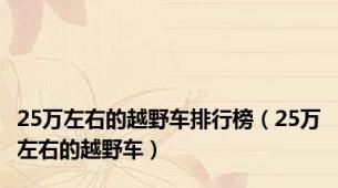 25万左右的越野车排行榜（25万左右的越野车）