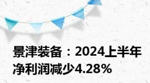 景津装备：2024上半年净利润减少4.28%