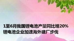 1至6月我国锂电池产量同比增20% 锂电池企业加速海外建厂步伐