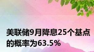 美联储9月降息25个基点的概率为63.5%