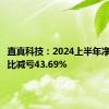 直真科技：2024上半年净利润同比减亏43.69%