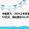 中航西飞：2024上半年净利润6.57亿元，同比增长16.25%