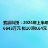 索辰科技：2024年上半年净亏损6643万元 拟10派0.64元