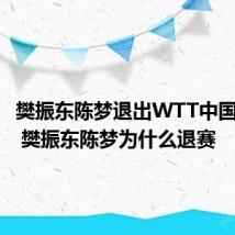 樊振东陈梦退出WTT中国大满贯 樊振东陈梦为什么退赛