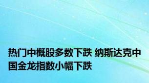 热门中概股多数下跌 纳斯达克中国金龙指数小幅下跌