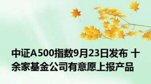 中证A500指数9月23日发布 十余家基金公司有意愿上报产品