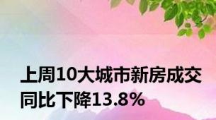 上周10大城市新房成交同比下降13.8%