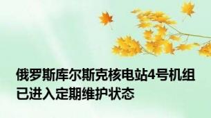 俄罗斯库尔斯克核电站4号机组已进入定期维护状态